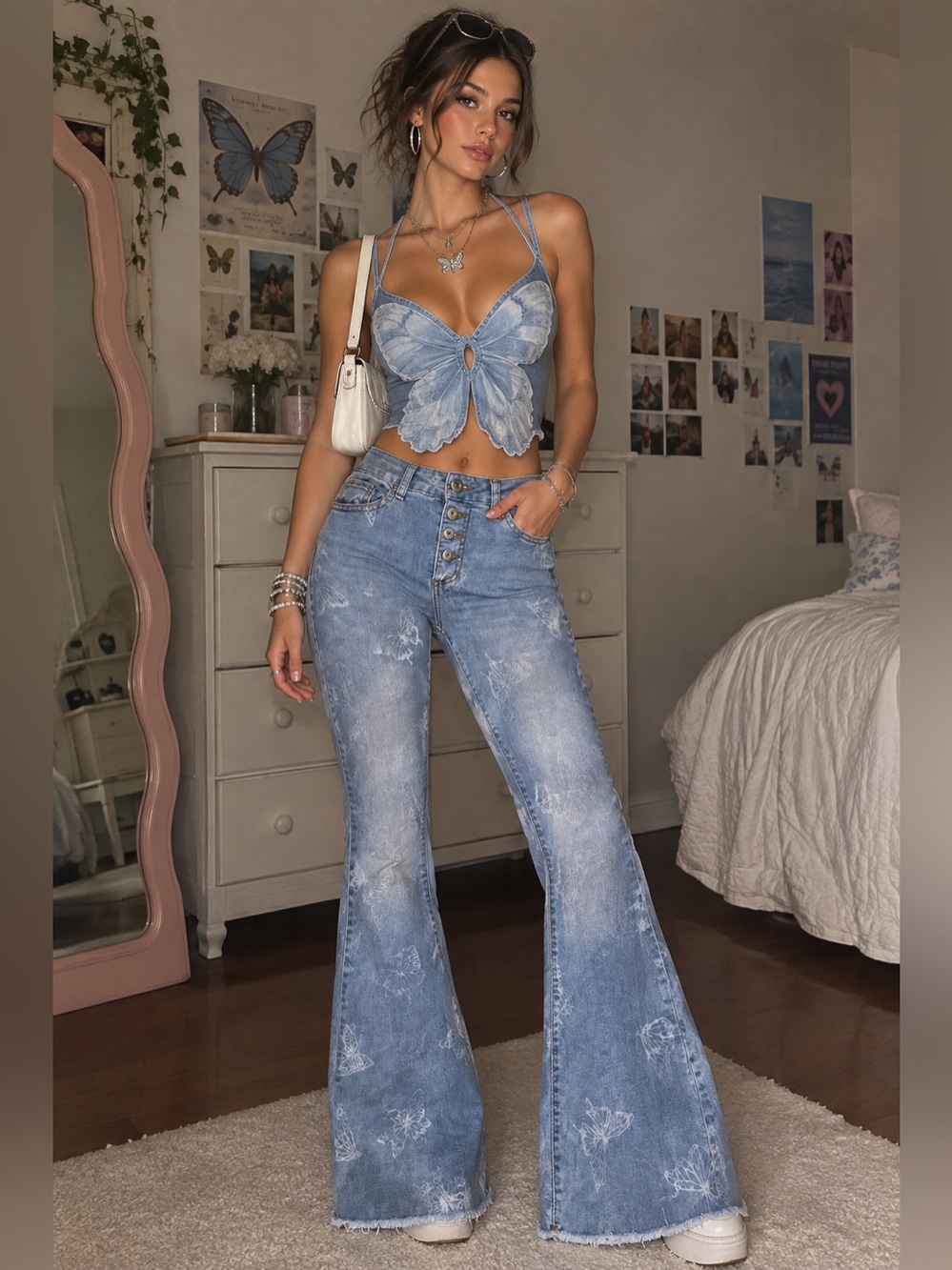 Celebrity Ace Butterfly Flare Jeans